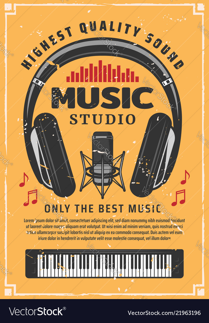 Music studio recording microphone and note Vector Image