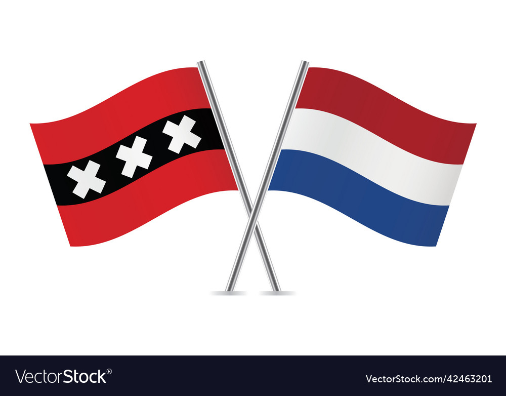 Amsterdam and netherlands crossed flags Royalty Free Vector