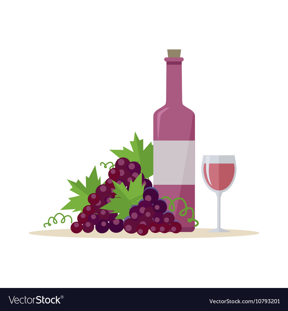 Bottle of wine and wineglass Royalty Free Vector Image