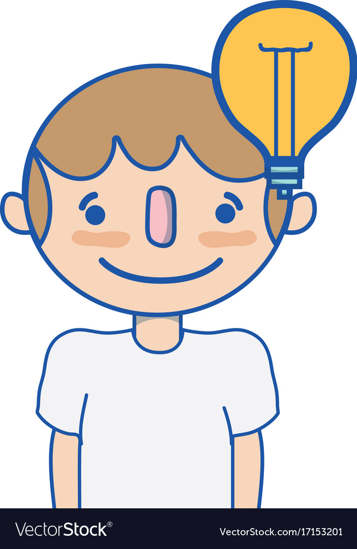 Boy with bulb idea and hairstyle design Royalty Free Vector