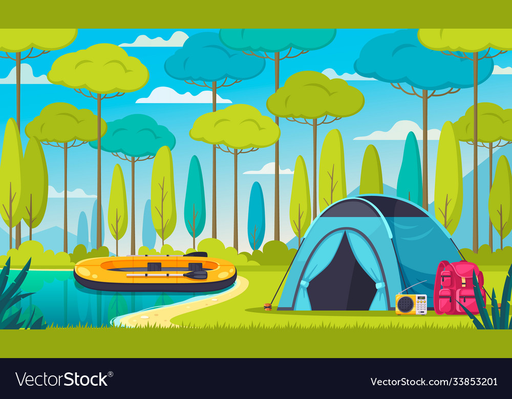 Camping cartoon composition Royalty Free Vector Image