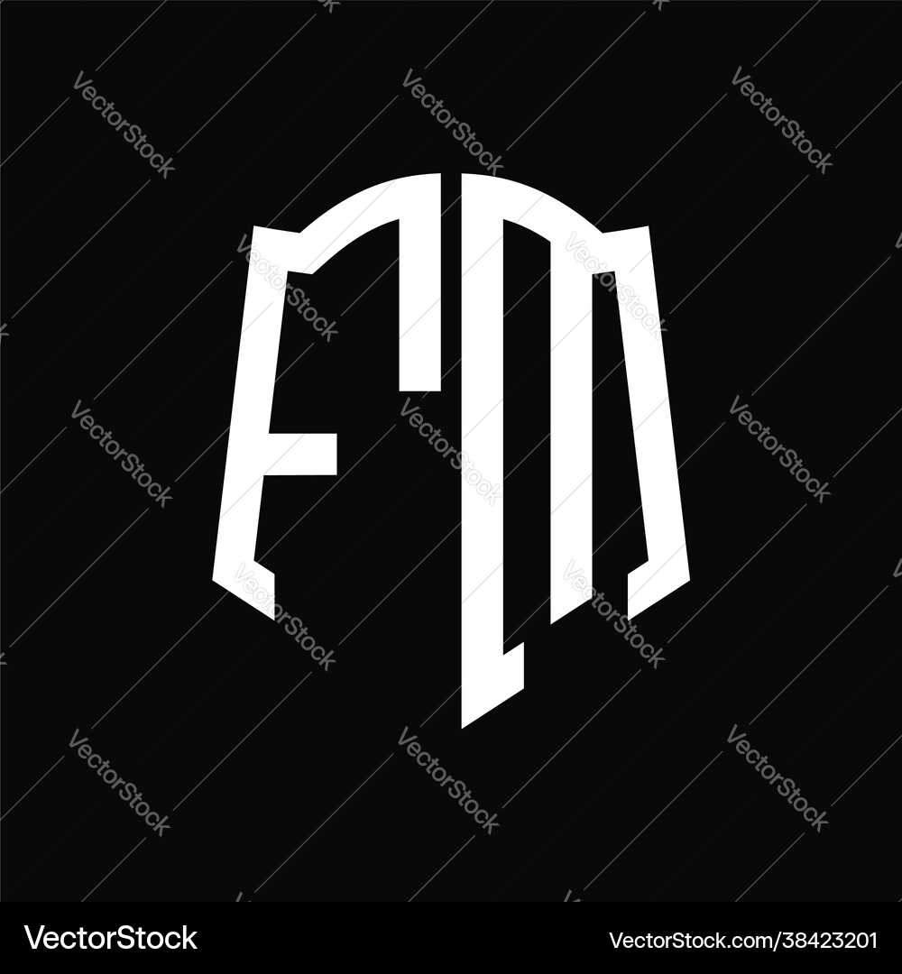 Logo monogram with shield shape ribbon design Vector Image
