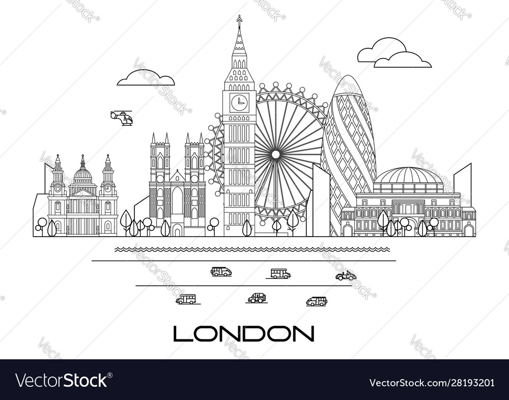 London skyline line art 3 Royalty Free Vector Image