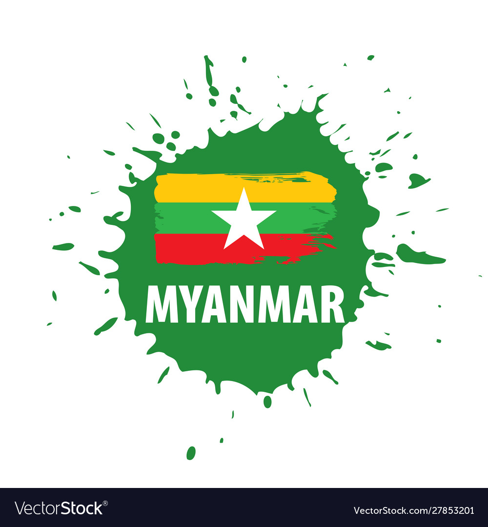 Myanmar flag on a white