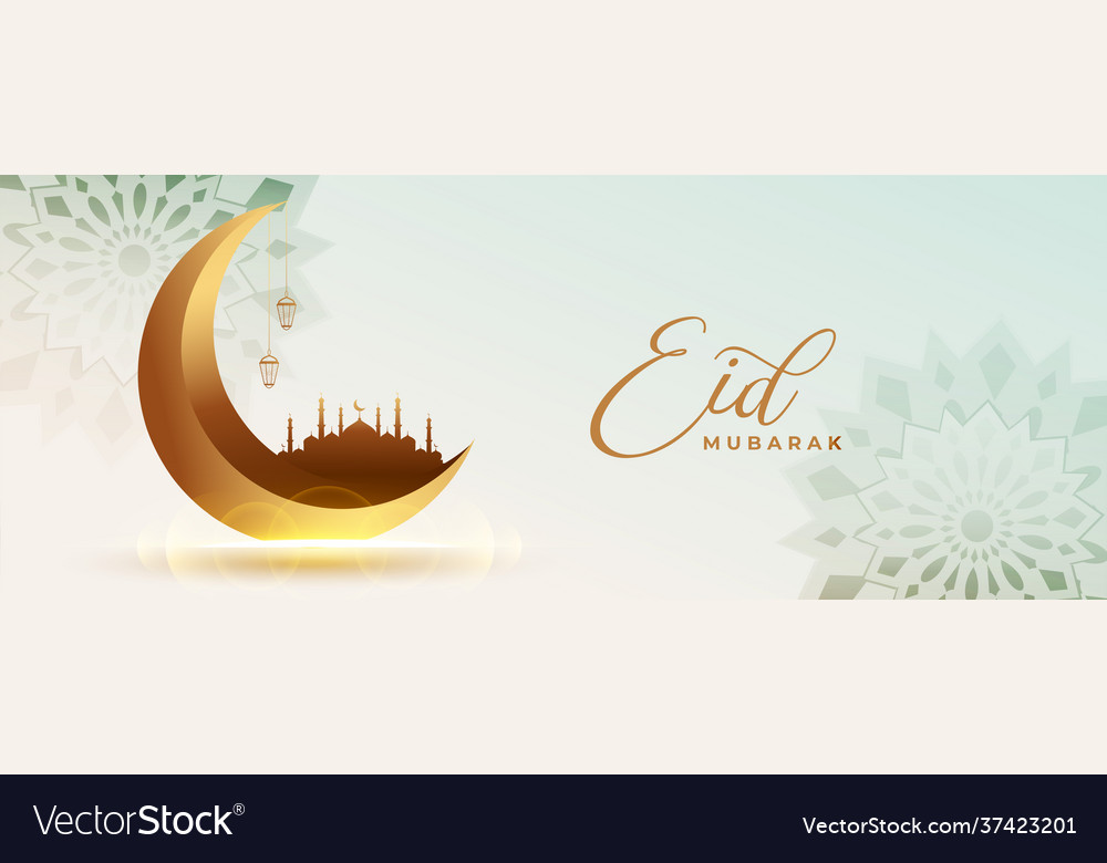 Realistic eid mubarak festival religious banner Vector Image