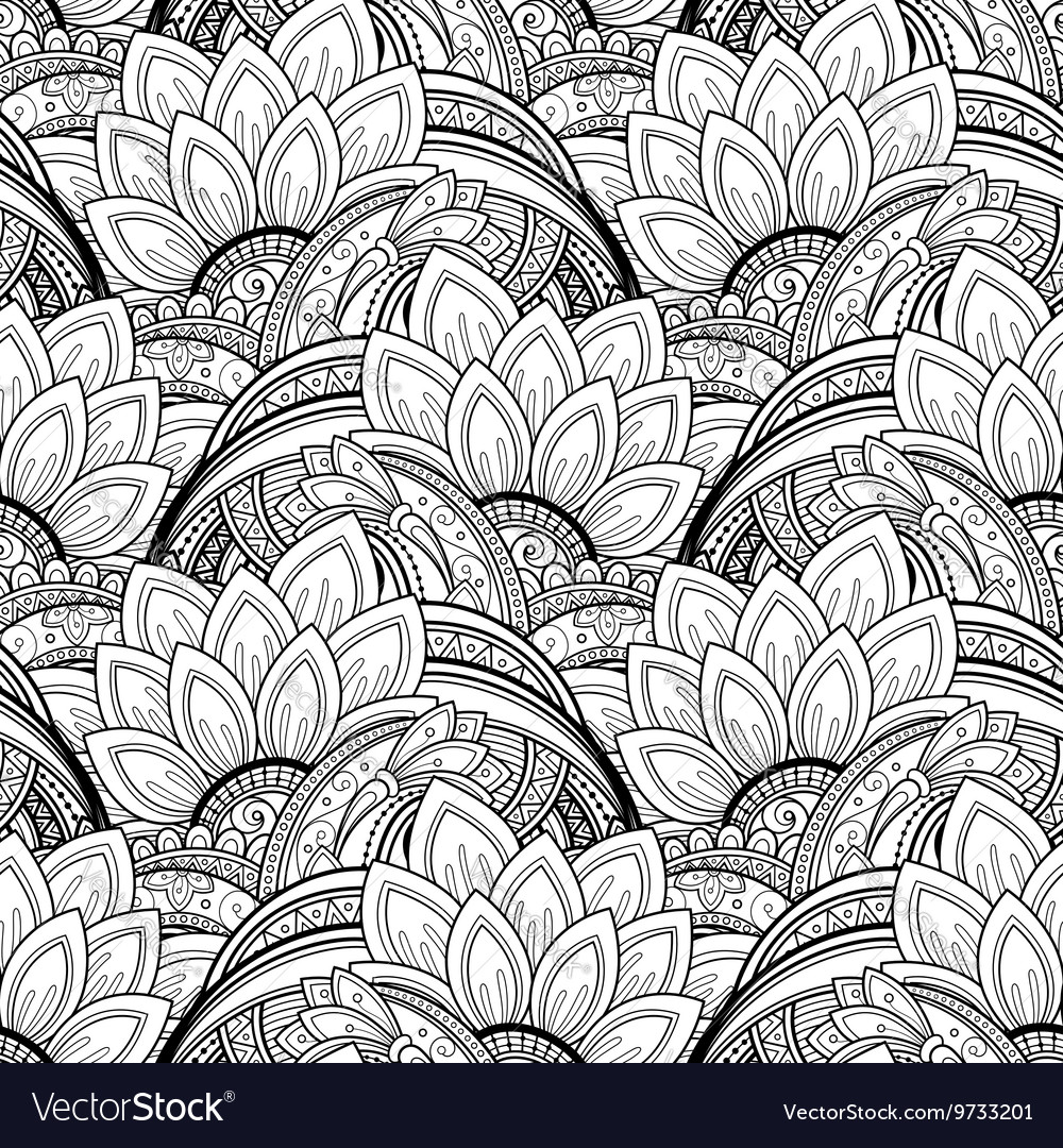 Seamless Monochrome Floral Pattern Royalty Free Vector Image