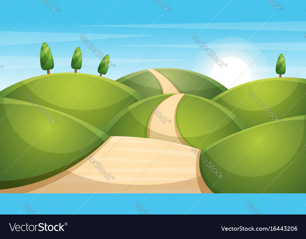 Cartoon Landscape Sun Cloud Royalty Free Vector Image