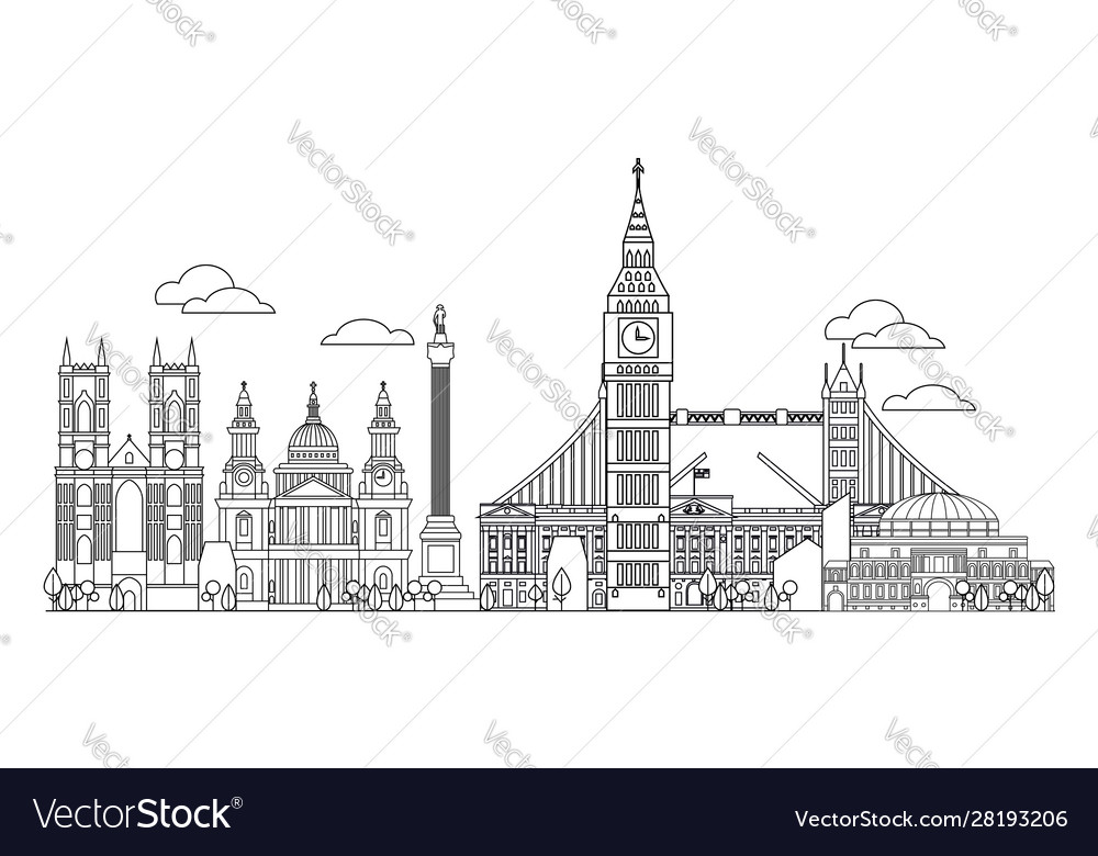 London skyline line art 4 Royalty Free Vector Image