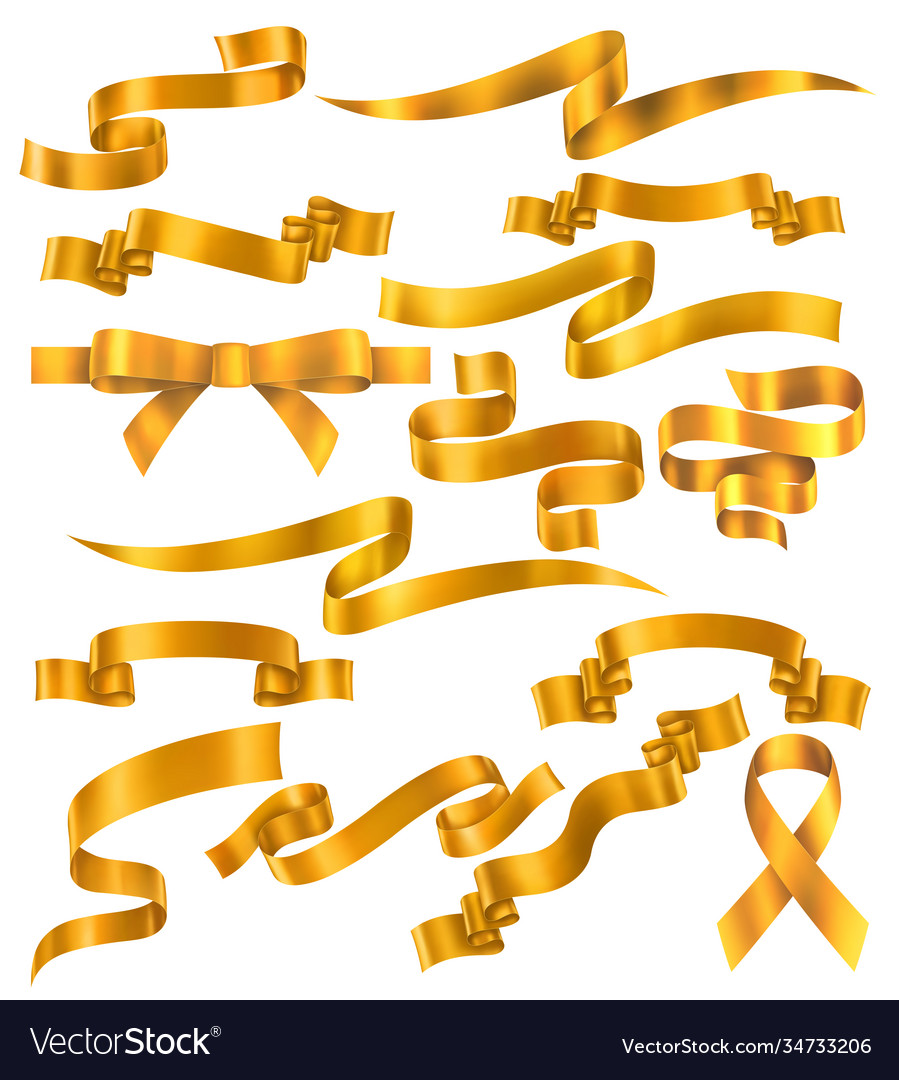 Set Yellow Ribbons Royalty Free Vector Image Vectorstock