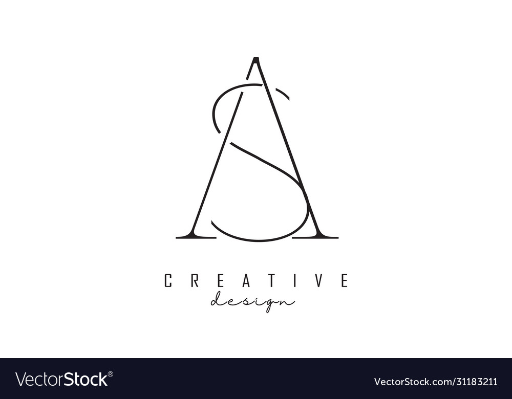 As a s letter logo design icon with serif font Vector Image