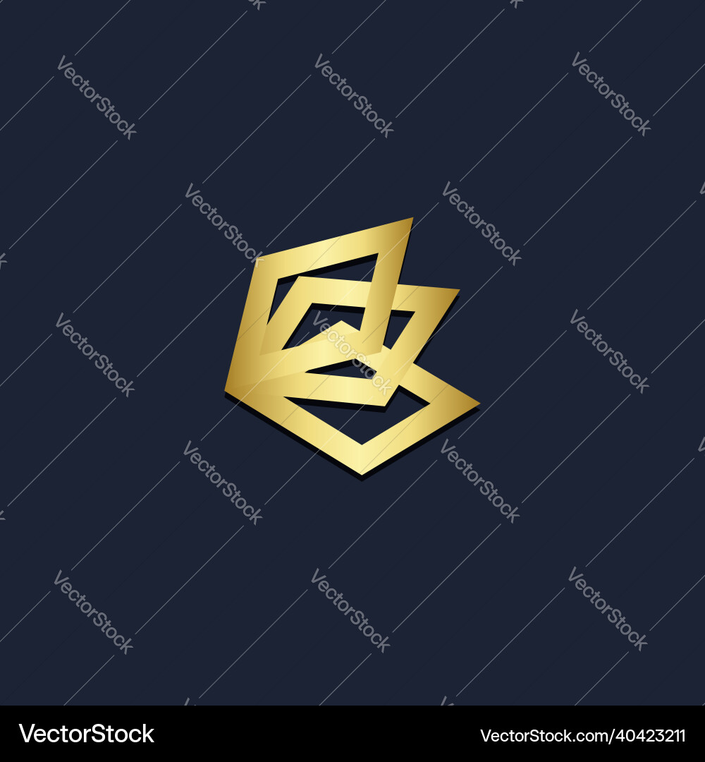 Square shape line gold logo Royalty Free Vector Image