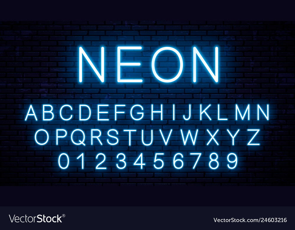 Blue neon english letters