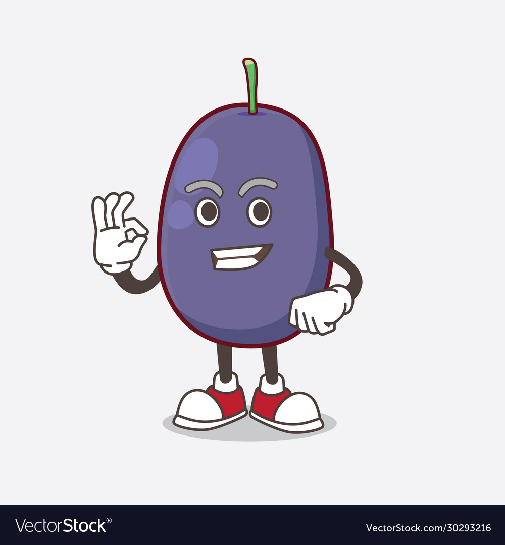 Java plum cartoon mascot character with calling Vector Image