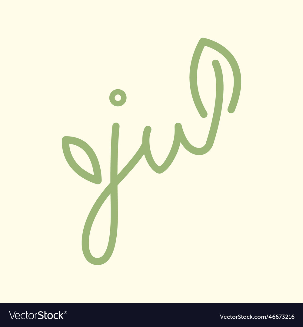 Letter jv line art leaf plant feminine botanical