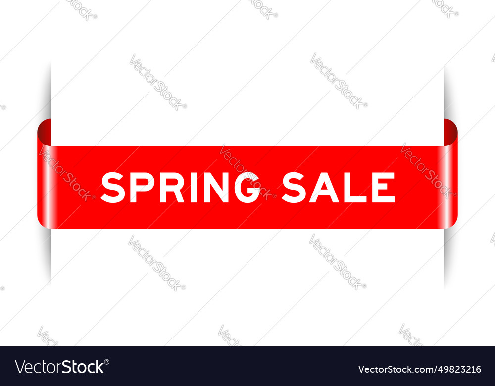 Red color inserted label banner with word spring