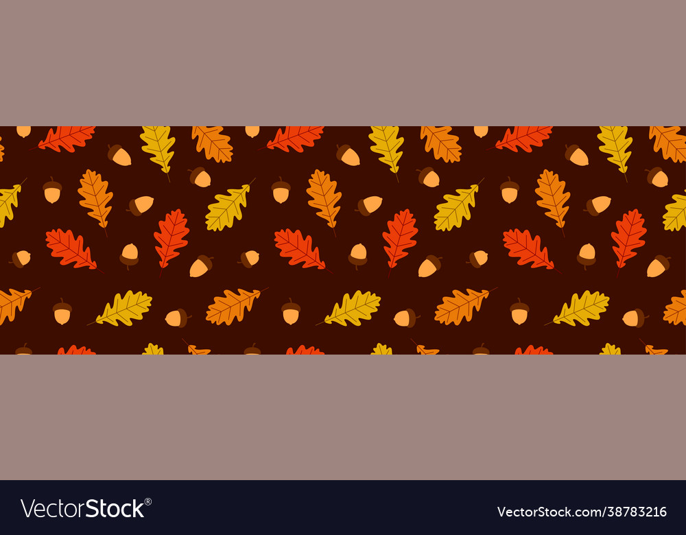 Seamless pattern with oak leaves and acorns