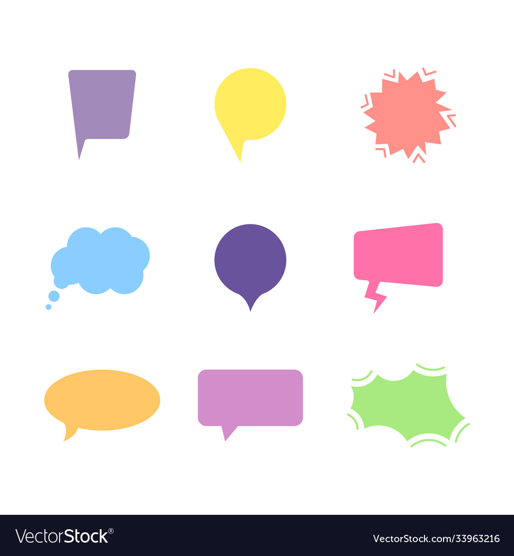 Set bright hues speech bubbles Royalty Free Vector Image