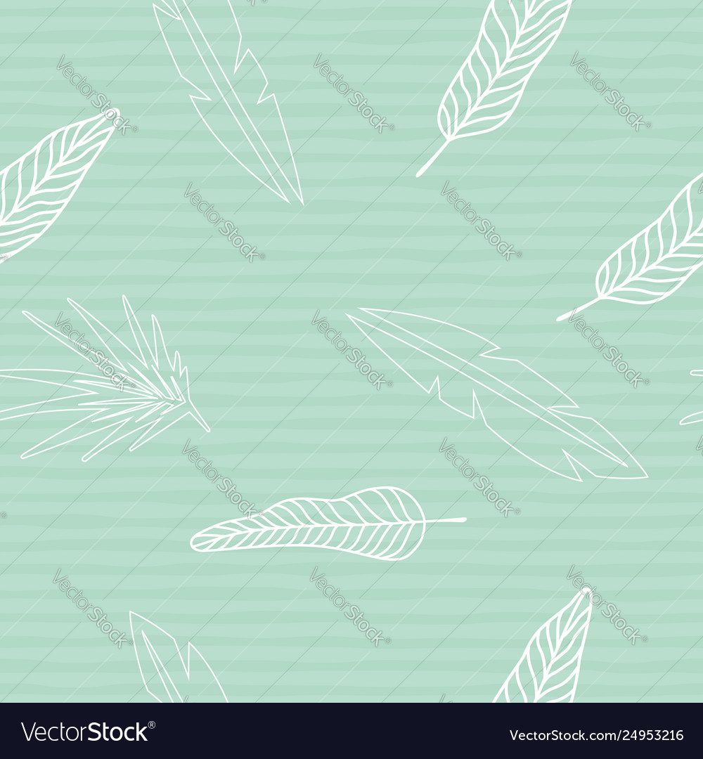 Silhouette leaves seamless striped mint background