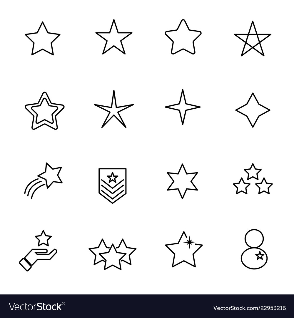 Star icon set sign and symbol concept thin line Vector Image