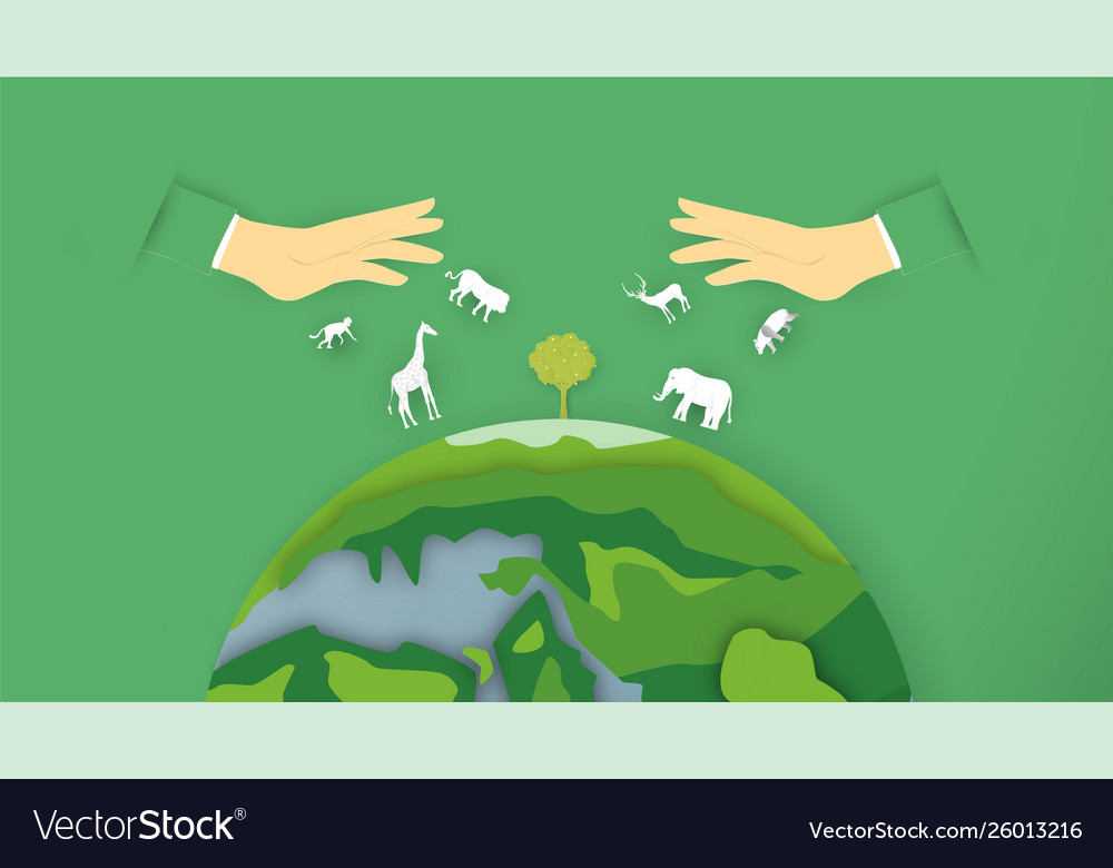 Wildlife animals are around world minimalism Vector Image