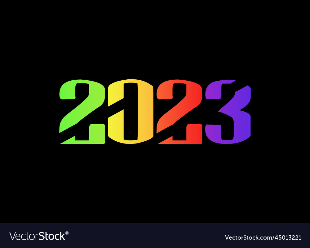 Colorful 2023 text number logo design