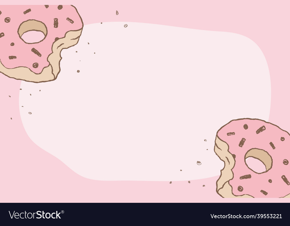 Donut pink background frame cute Royalty Free Vector Image