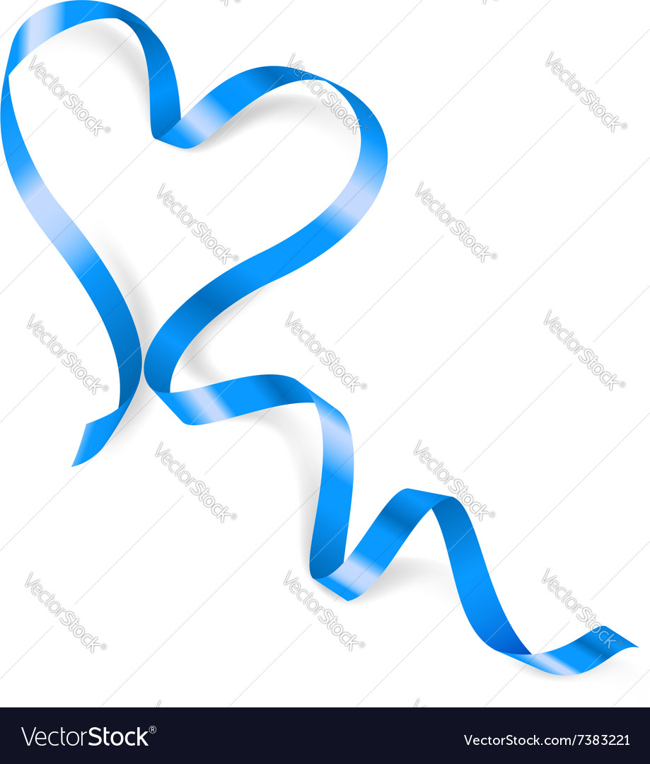 Heart made of blue ribbon Royalty Free Vector Image
