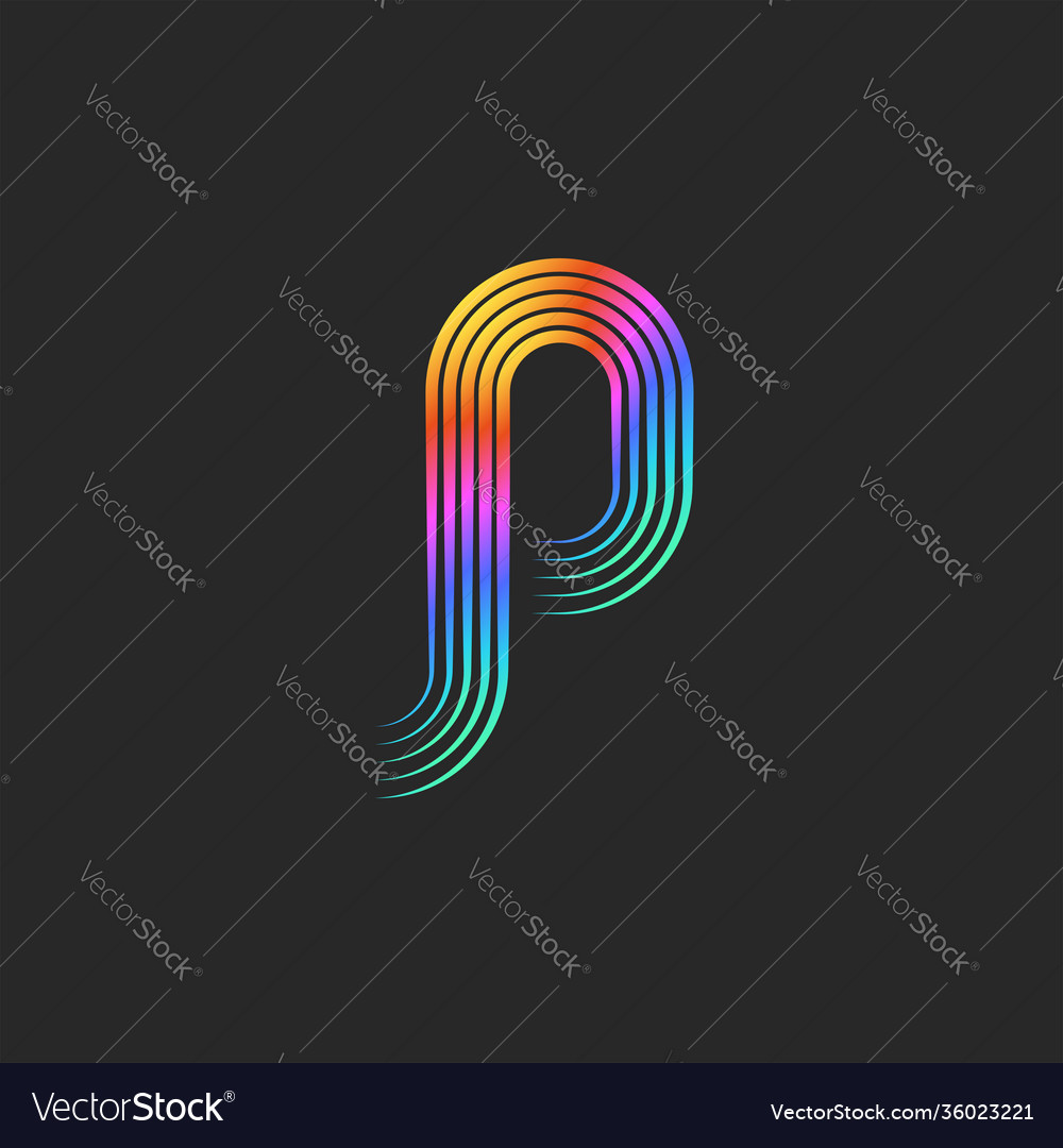 Monogram p letter initial logo linear shape Vector Image