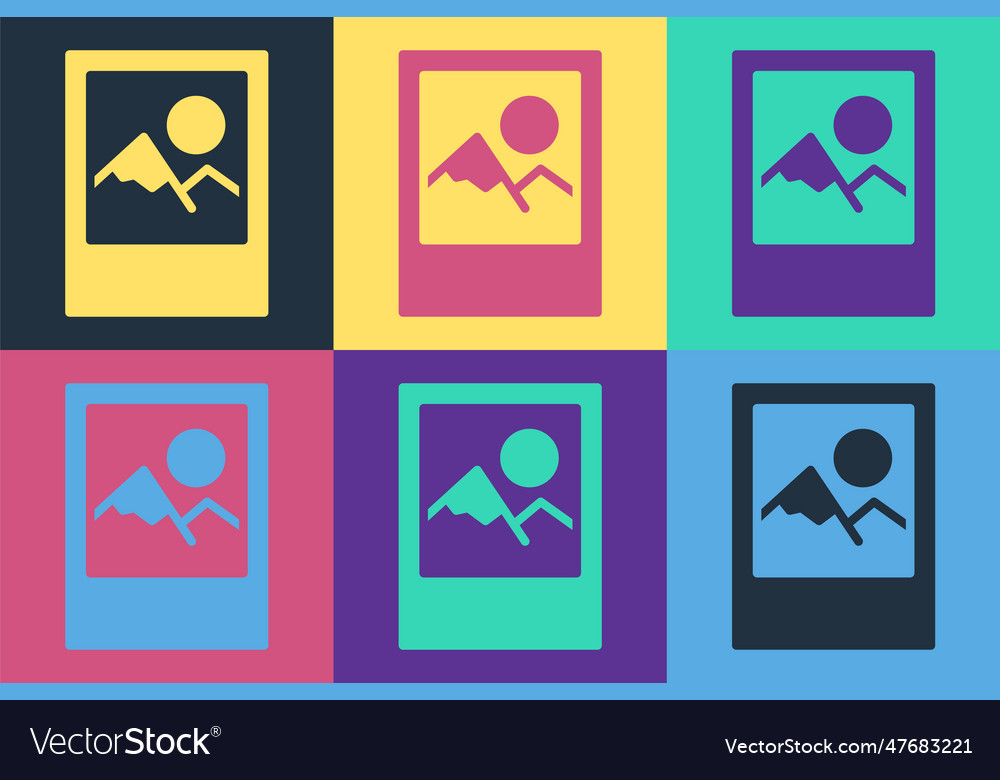 Pop art photo frame icon isolated on color