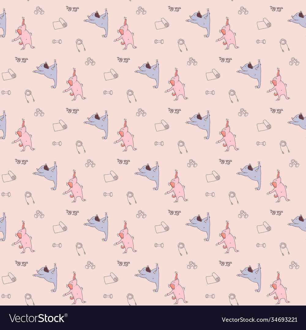 Seamless patterns pets yoga dog yog