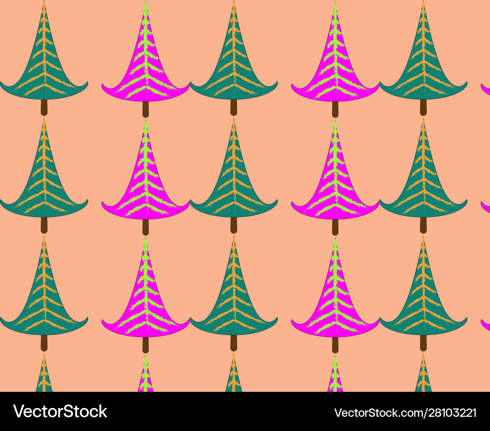 Set seamless pattern christmas tree hand Vector Image