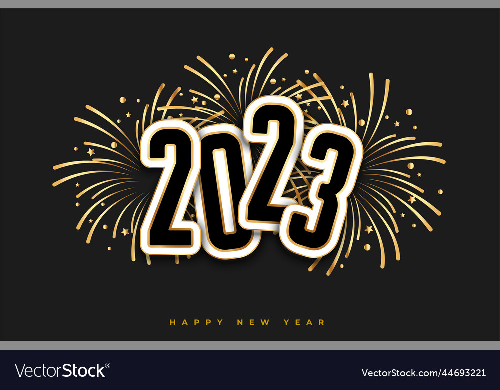 Stylish new year 2023 holiday banner with firework