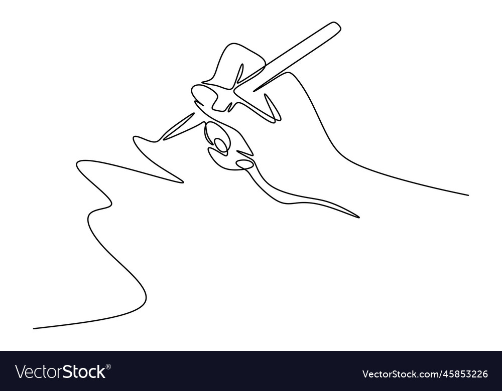 Continuous one line drawing of hand writing Vector Image
