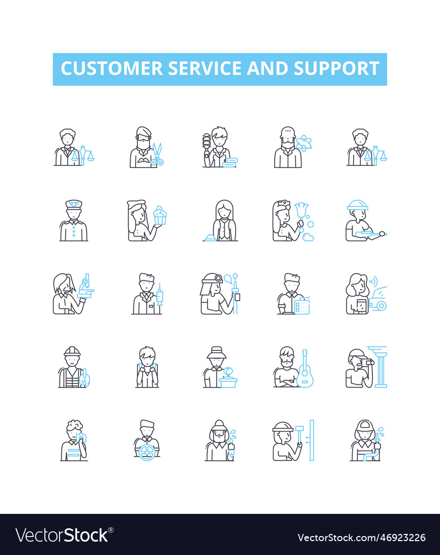 Customer service and support line icons set Vector Image