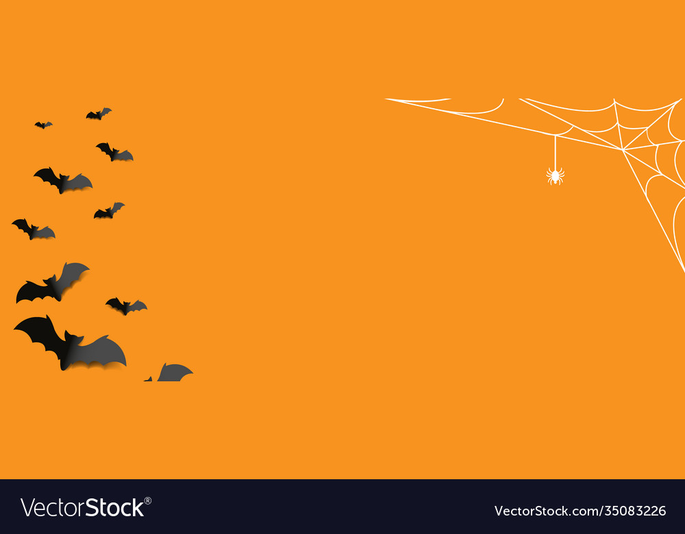 Happy Halloween Banner With Orange Background Vector Image