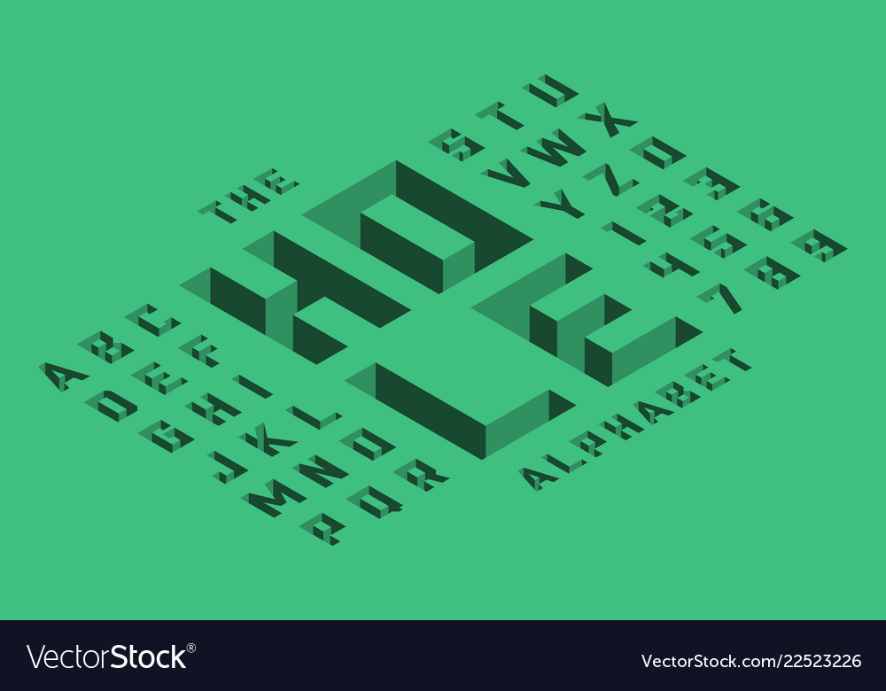 Isometric 3d font design Royalty Free Vector Image