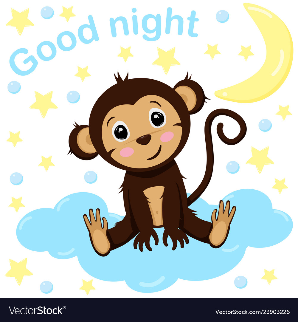 Poster good night cute monkey Royalty Free Vector Image