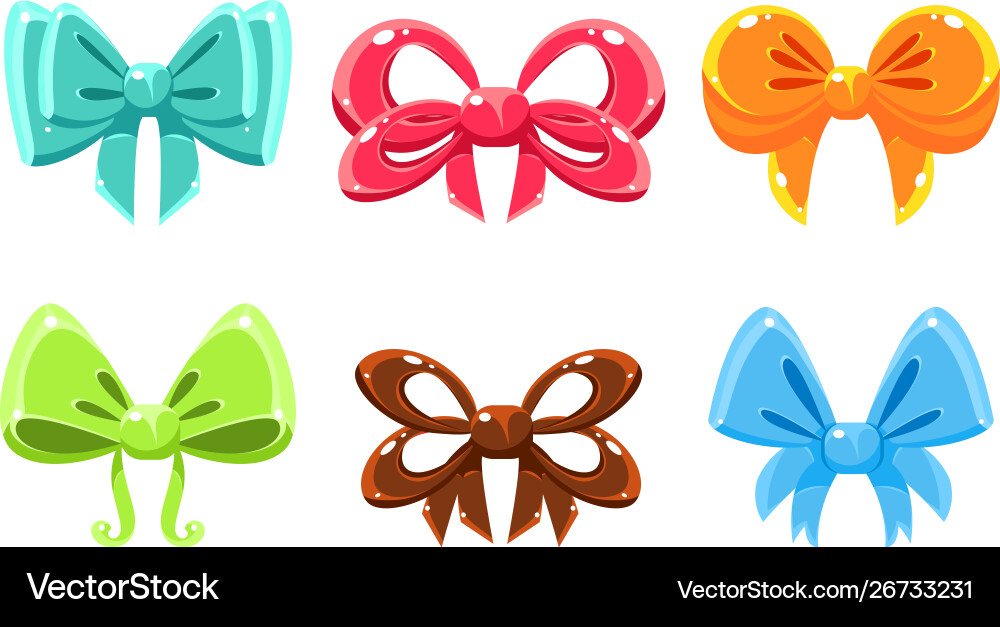 Colorful bows collection bright bows can be used Vector Image