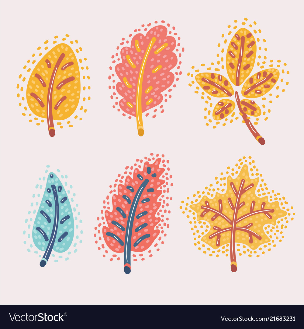 Fallen autumn leaves set