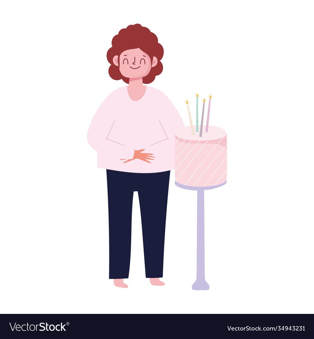 Happy man with birthday cake candles Royalty Free Vector