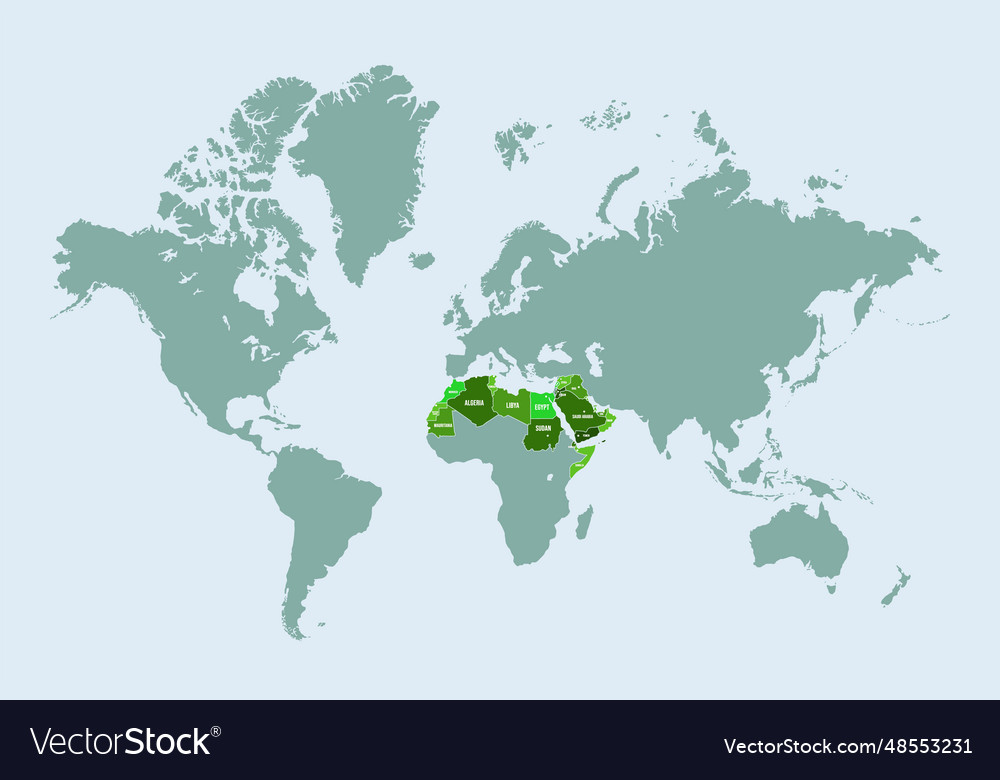 Map of arab world islamic geography vector image Map of arab world islamic geography