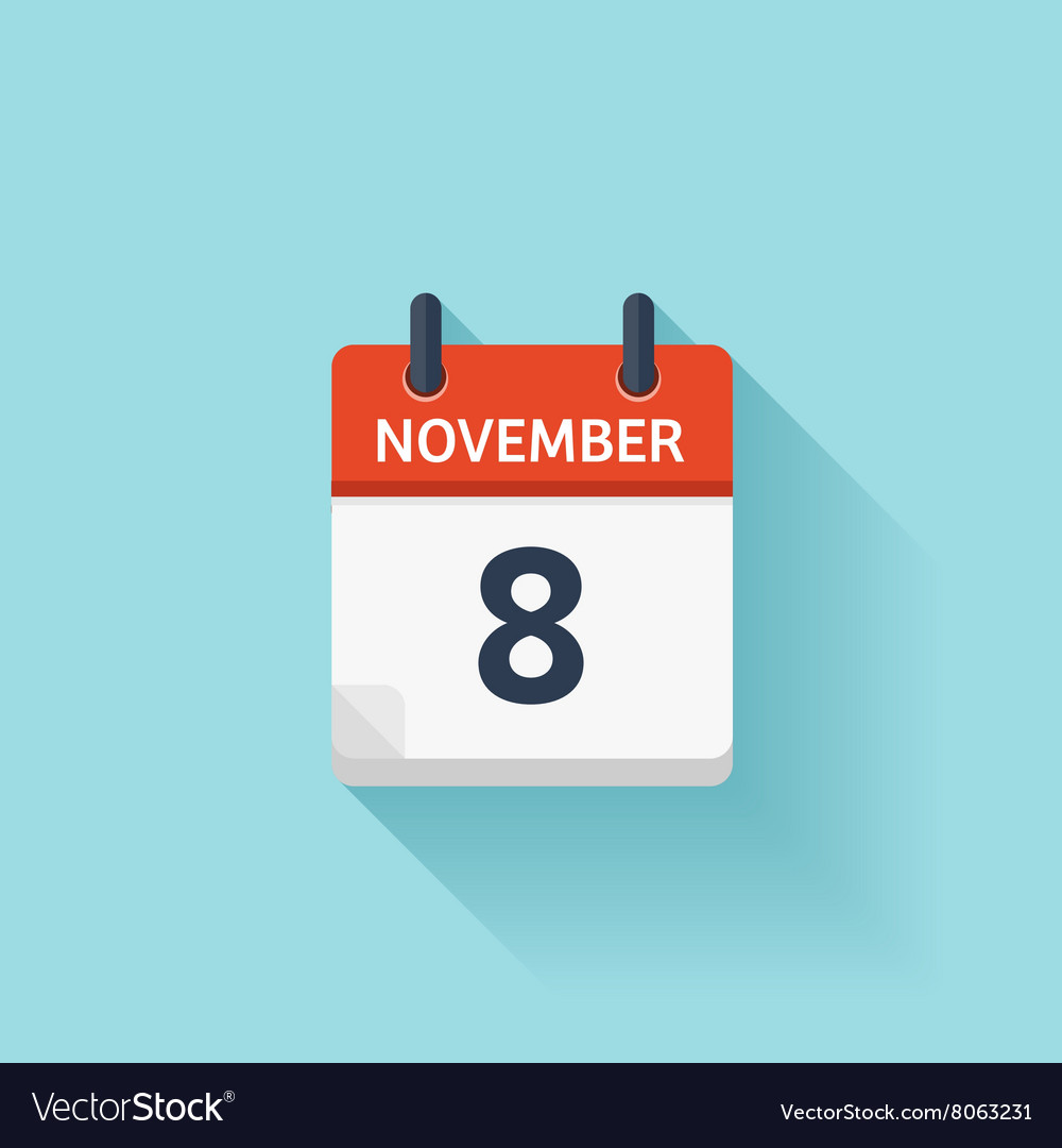 november-8-flat-daily-calendar-icon-date-vector-image