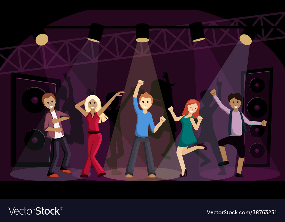 People dancing in disco cheerful Royalty Free Vector Image