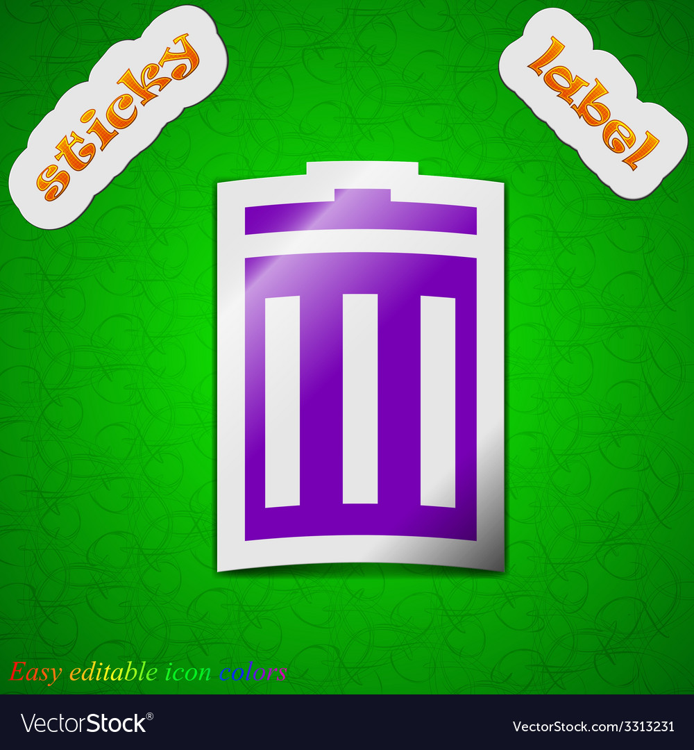 Recycle bin icon sign symbol chic colored sticky