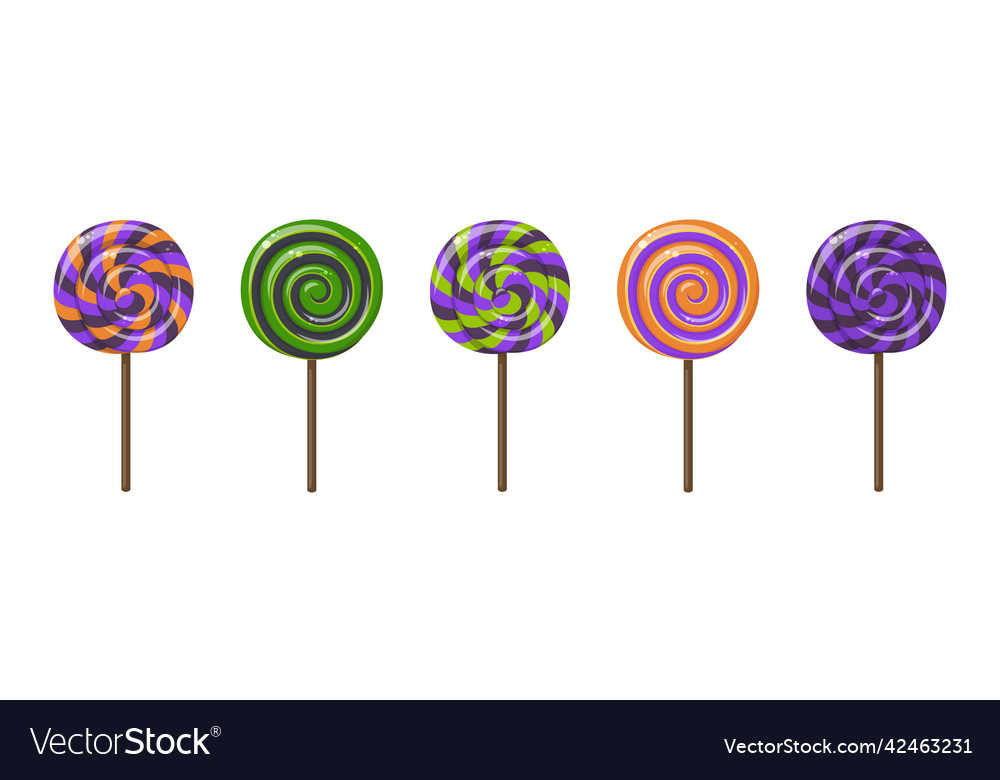 Twisted hard sugar candies on wooden stick