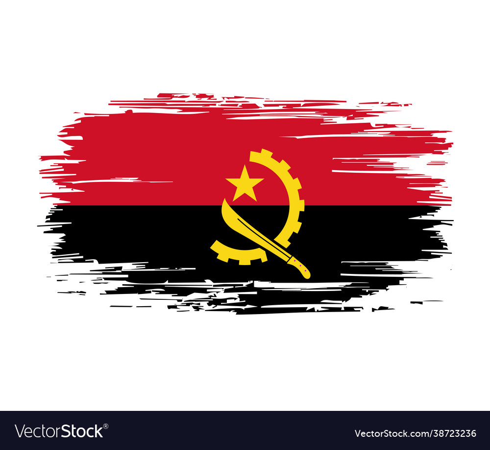 Angolan Flag Brush Grunge Background Royalty Free Vector