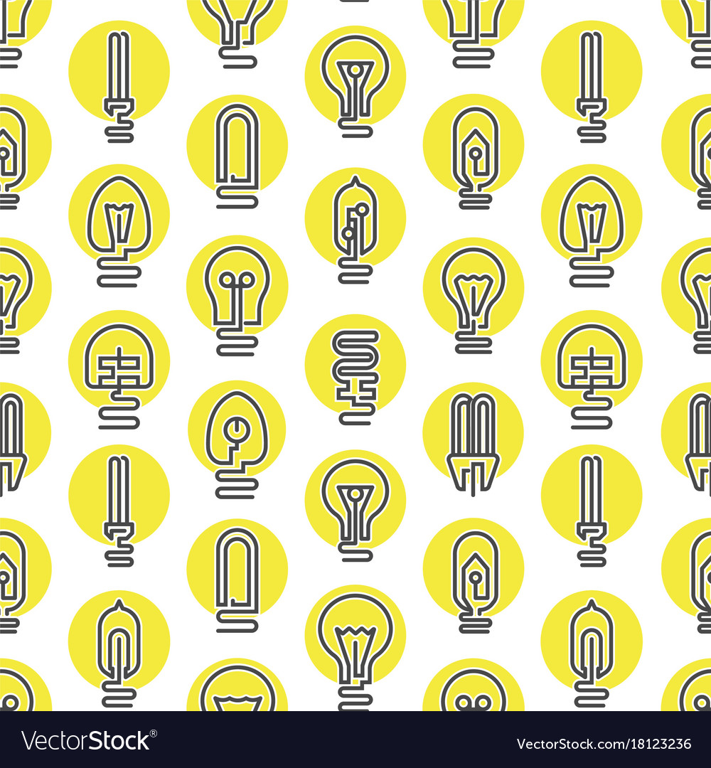 light bulb and led lamp seamless pattern vector image