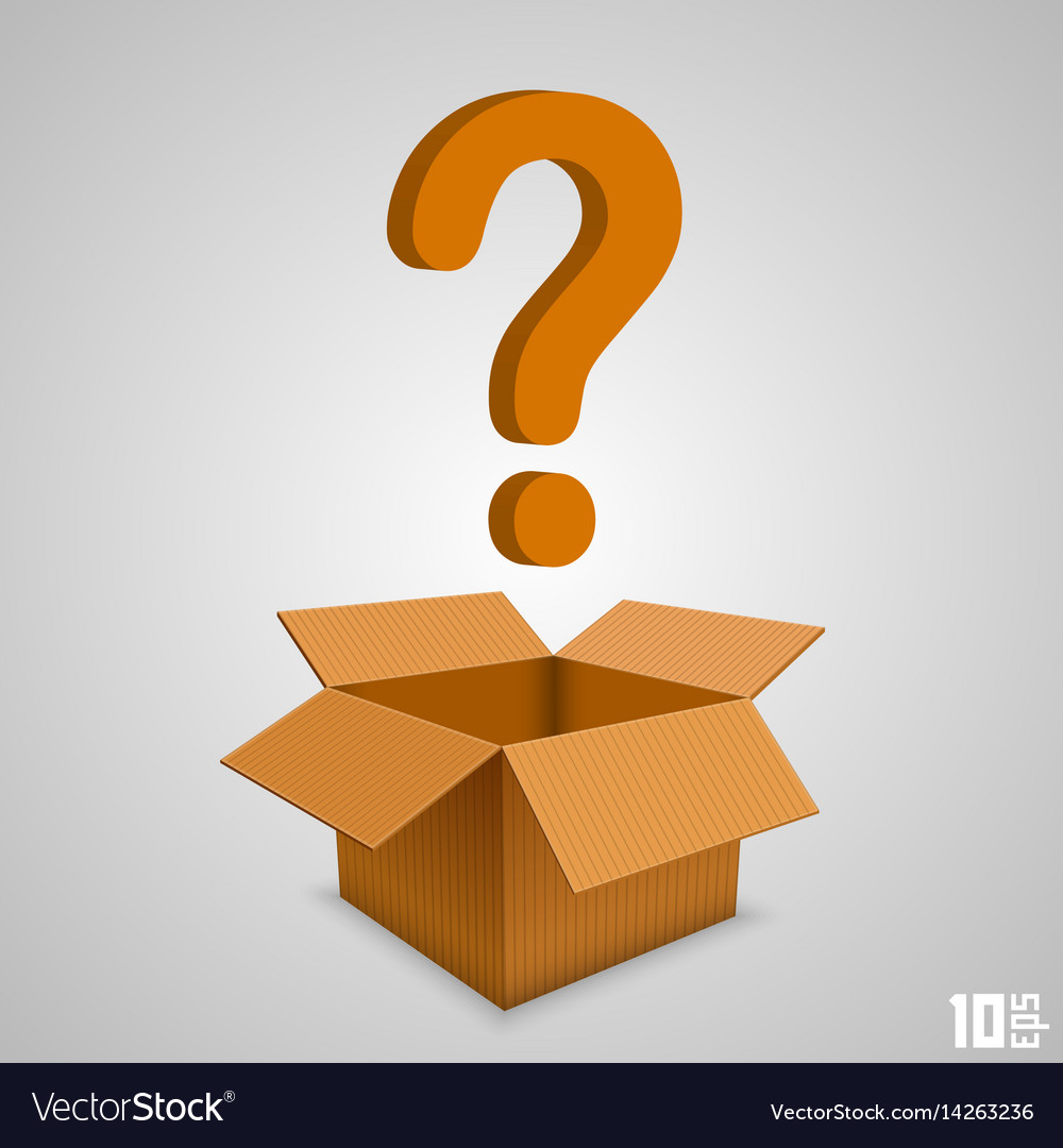 Open paper box with a question Royalty Free Vector Image