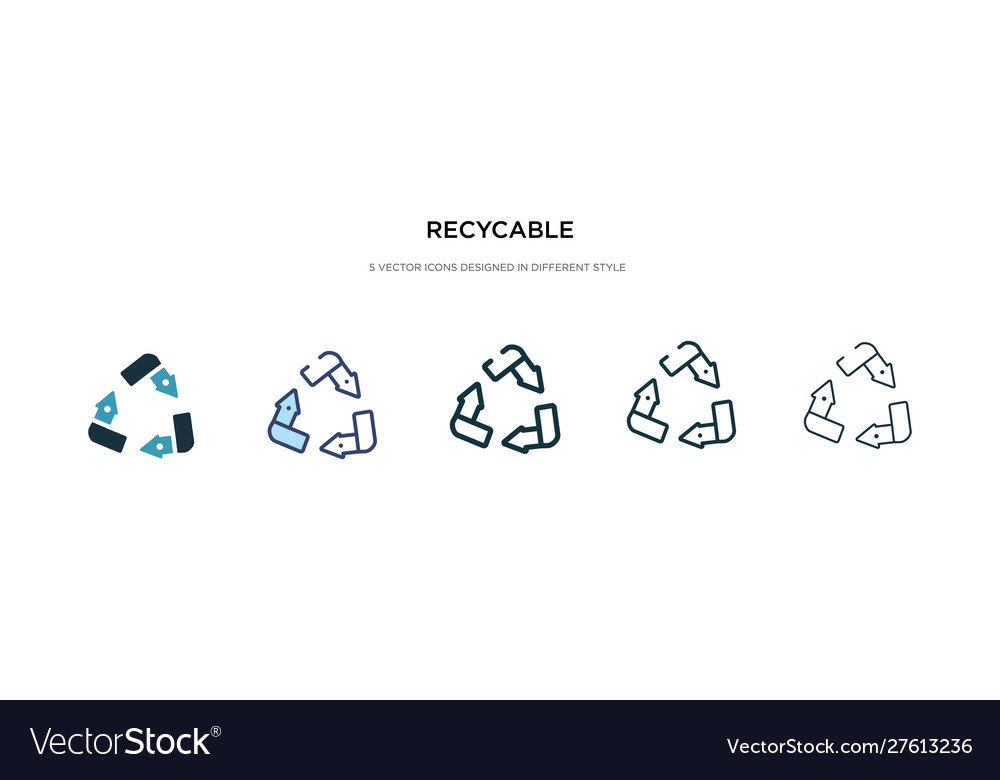 Recycable icon in different style two colored