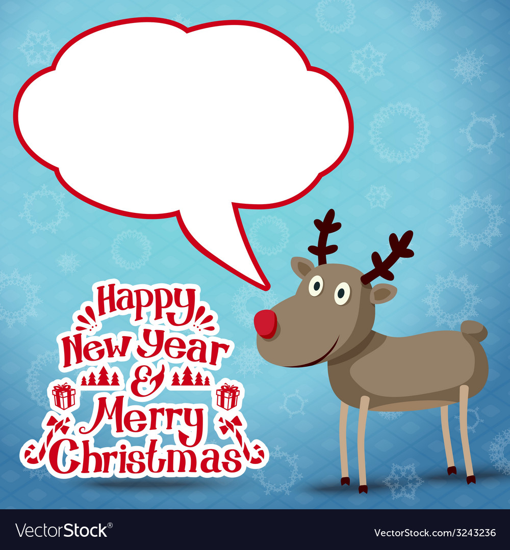 Reindeer with speech bubble happy new year